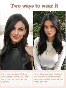Straight Hair Toppers For Women Real Human Hair Upgraded Lace Base No Bangs Hair Pieces For Thinning Hair Topper For Daily Use - Natural Black - View 7
