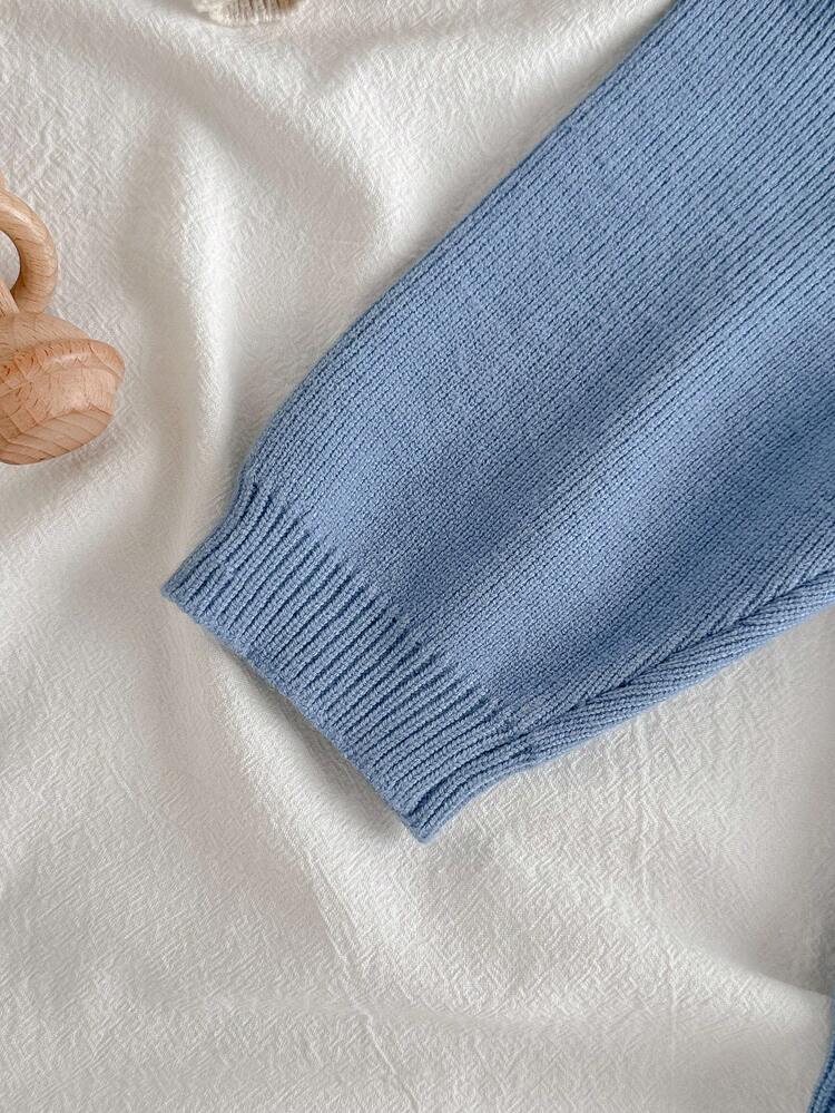 Loomiva Newborn Baby Girl Colorful Striped Crew Neck Long Sleeve Sweater And Elastic Waist Pants 2-Piece Set Baby Set Autumn Winter Season Neutral Baby Clothes Unisex 2026 Baby Boy Stripes Knitted Baby Boy Blue Outfit - Blue - View 7