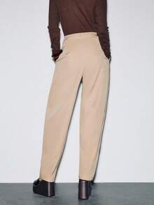 Lumivelle Women's Fashion Casual Pleated Side Pocket Long Blazer - Apricot - View 2