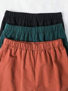 SHEIN 3pcs Young Boys Casual Sports Streetwear Cute Vacation Black Decorative Stripe Loose Fit Green/Black/Khaki Jogger Pants, Suitable For Daily Wear, School, Travel, Sports, Spring/Summer/Autumn/Winter Parachute Pants Windbreaker Pants Pants Pack Cargos Baggy Cargo Pants