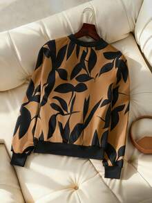 EMERY ROSE 女士撞色全印花圆领拉链休闲百搭全印花夹克 - 棕色 - 查看 2