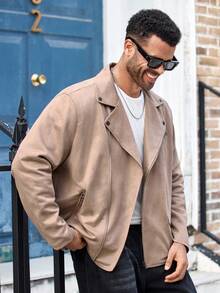 EASEVO Plus Size Men's Fashionable Jacket, Autumn/Winter - Khaki - View 1