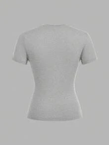 SHEIN EZwear Bộ 3 áo thun bodycon cổ tròn tay dài thường ngày cho nữ - Nhiều màu - Xem 10