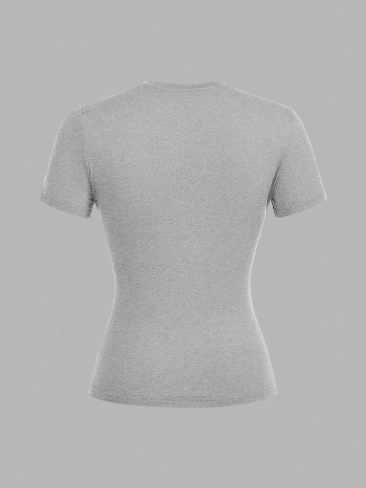 SHEIN EZwear 3 件套女士休闲圆领修身长袖 T 恤套装 - 彩色 - 查看 10