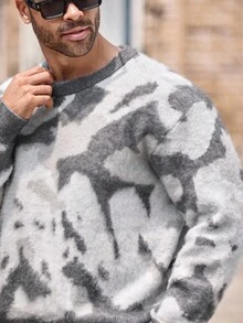 EASEVO 大码男士时尚拼色长袖毛衣，秋冬