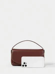 SHECARRY 女士翻盖手提包，简约时尚 - 咖啡 - 查看 3