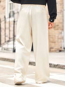 EASEVO Quần ống rộng màu trơn thường ngày cỡ lớn dành cho nam, dành cho mùa thu - trắng - Xem 2