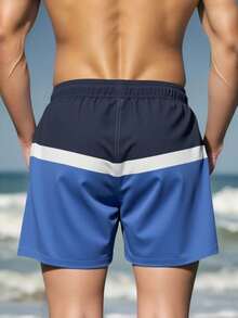 Manfinity Swimmode Men's Contrast Color Casual Positioning Outdoor Beach Shorts For Men Beachwear For Men Men Swim Trunks Shorts Men Swim Trunks Plus Starfish Men Swim Trunks, Hawaiian