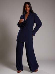 NYA SZN Selma Jacket Outerwear Long Sleeve Plunge Neck Button Pocket Detail Slim Blazer Business Casual Businesswear Back To School Classy Modest Special Occasion Summer Fall Jackets For Women