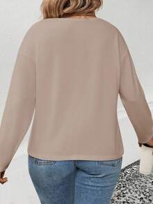 EMERY ROSE Women's Heart Print V-Neck Long Sleeve Plus Size T-Shirt, Popular For Autumn/Winter - Multicolor - View 2