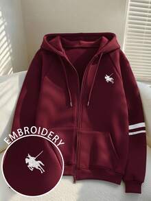 Resyla 刺绣时尚简约女式运动衫，送给朋友的礼物 - 酒紅色 - 查看 1