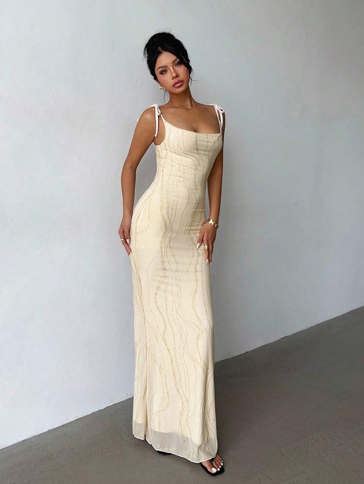 Glamine Apricot Shimmering Dress, Elegant For Carnivals, A Birthday Gown, A Glamorous Outfit For A Date Night, A Wedding Guest Look, Perfect For A Concert, Festive And Dazzling, Millennial Inspiration, Autumn/Winter, Halloween Special. - Apricot - View 5