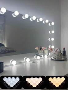 1PC4/6/8/10/12/14 LED Bulb Vanity Mirror Light, 3-Color USB Power Adjustable Vanity Mirror Light, Suitable For Home Bedrooms - Multicolor - View 2