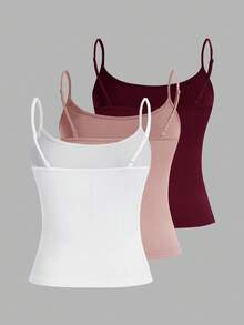 SHEIN EZwear 3 件套女士性感短款吊带背心，适合夏季 - 彩色 - 查看 2