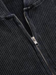 ROMWE Grunge Punk Jersey ajustado de cuello alto acanalado con estilo punk para mujer - Gris - Ver 4