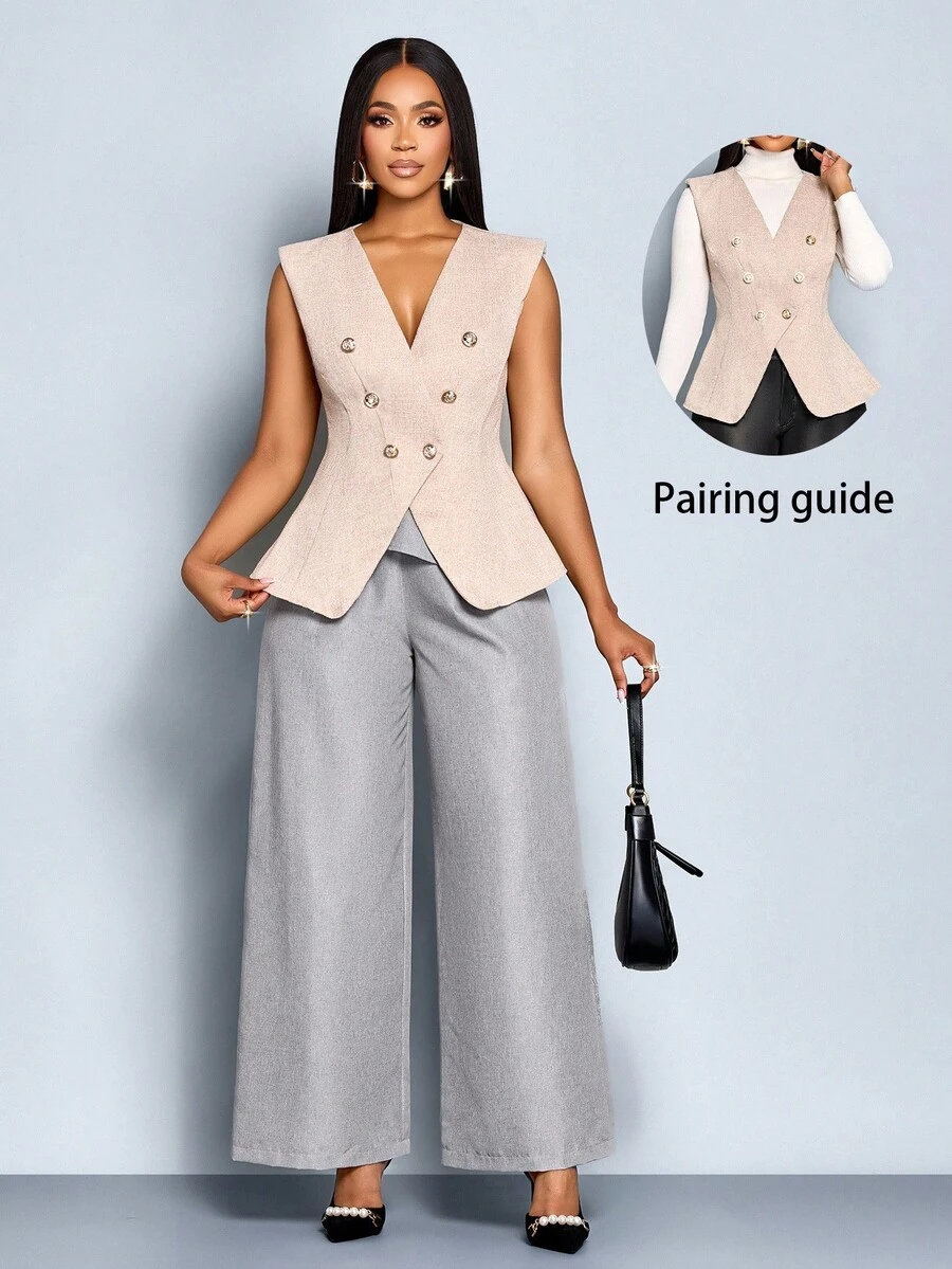 SOLERSUN 秋季女装秋季西装外套女士西装冬季女装返校节感恩节女士返校服装女士休闲性感优雅 - 杏色 - 查看 1