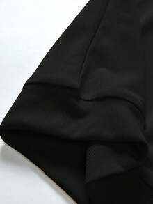 StreetHx Áo khoác cardigan dáng rộng, khóa kéo kim cương phong cách Hàn Quốc cho nữ, áo nỉ ngắn tay dài - màu đen - Xem 5