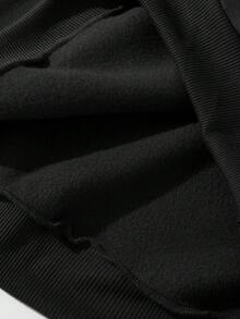 SHEIN 女童秋冬时尚创意卡通可爱卡哇伊杯芭蕾女孩心形图案连帽卫衣+运动裤套装，女童秋季舒适保暖装 - 黑色 - 查看 5