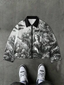 PAVTROS Áo khoác nam dài tay thời trang in họa tiết, thu/đông, áo khoác lót nhiệt - Nhiều màu - Xem 1