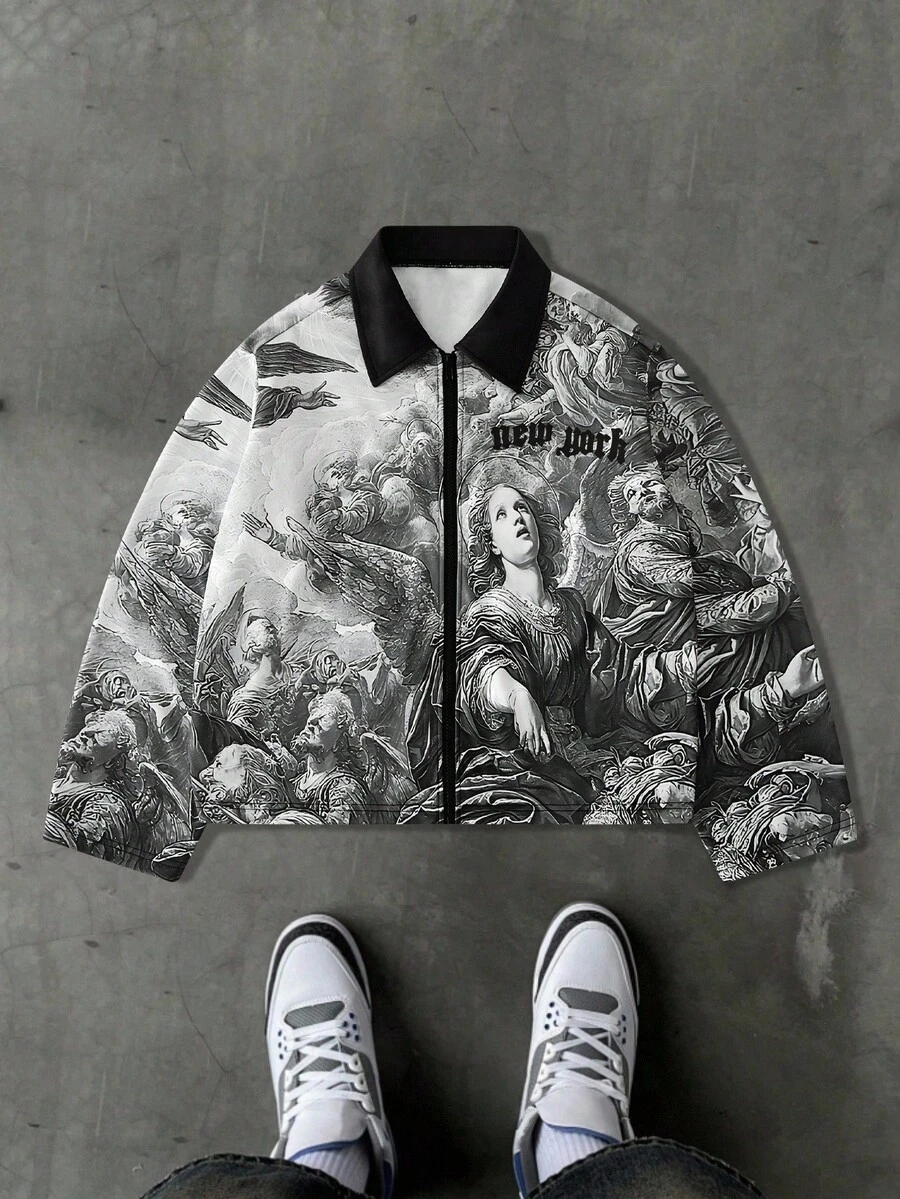 PAVTROS Áo khoác nam dài tay thời trang in họa tiết, thu/đông, áo khoác lót nhiệt - Nhiều màu - Xem 1