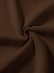 Attitoon 夏季简约休闲棕色纯色套头连帽长袖卫衣，无抽绳，宽松版型，适合秋冬季穿着 - 棕色 - 查看 5