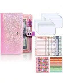 1 件装预算计划活页笔记本，带星空设计的 PU 封面，包含拉链袋、预算工作表、现金整理器、费用跟踪器和储蓄计划器，适用于财务规划、现金管理和储蓄挑战、学校用品、返校 - 彩色 - 查看 15