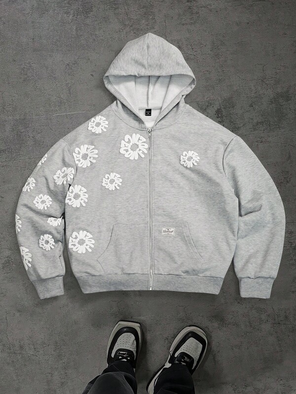 Manfinity EMRG 秋季男士大码花卉图案连帽长袖运动衫