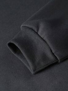 EMERY ROSE Women's Letter Printed Hot Round Neck Sweatshirt - Dark Grey - View 3