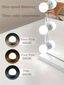 1PC4/6/8/10/12/14 LED Bulb Vanity Mirror Light, 3-Color USB Power Adjustable Vanity Mirror Light, Suitable For Home Bedrooms - Multicolor - View 8