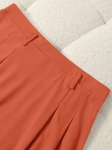 GlowEve CURVE 大码女式高腰A字裙，优雅通勤 - 橘色 - 查看 7