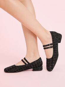 CUCCOO DOLLMOD CUCCOO 时尚黑色金属玛丽珍低跟粗跟鞋 - 黑色 - 查看 4