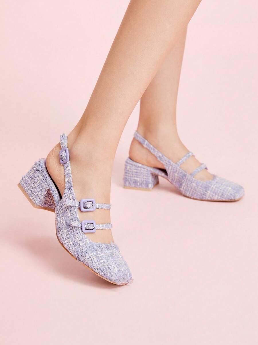 CUCCOO DOLLMOD Sepatu hak tinggi platform Mary Jane dengan tali gesper warna ungu, cocok untuk Halloween dan Natal. - Purple - View 1