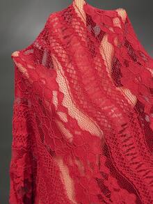 Cheriluna Maternity 优雅露肩白色蕾丝长袖美人鱼长裙，适合婚礼、派对、迎婴派对、孕妇写真拍摄、洗礼