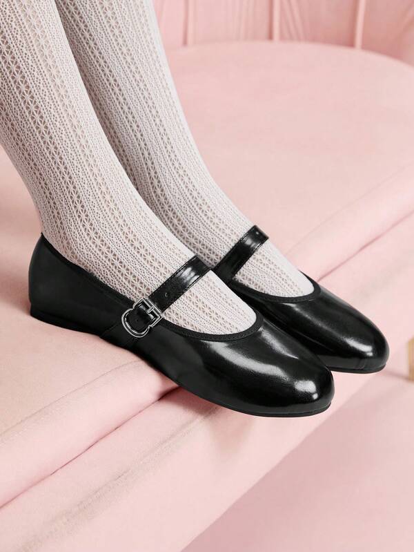 CUCCOO DOLLMOD Women's Fashion Black Mesh Bow Flat Shoes