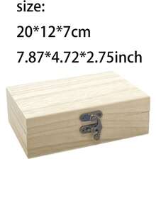 1 Stück unfertige, unbemalte Holzaufbewahrungsbox mit Scharnier-Deckel, einfache Holzkiste zum Aufbewahren von Schmuck, Geschenken, Souvenirs, DIY Basteleien, Heimdekoration