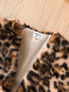 SHEIN 少女毛茸茸毛衣外套，適合休閒、時尚、優雅與日常穿著 - 棕色 - 查看 3