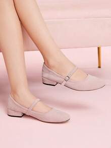 CUCCOO DOLLMOD Women's Round Toe Retro Ballet Style Mary Jane High Heel Pumps, Black, Casual Wear For Spring - Pink - View 3