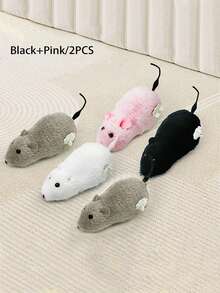 2pcs Wind-Up Spring Plush Toy, Realistic Fake Mouse Can Run, Random Colors Of Cats&Dogs Pets Toys - 彩色 - 查看 9