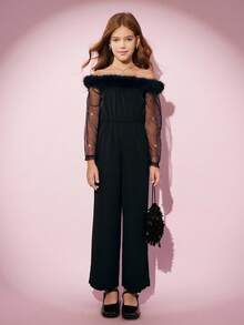 Jumpsuit Hitam Elegan untuk Pesta Koktail Malam Musim Gugur untuk Anak Perempuan Remaja - Hitam - View 4