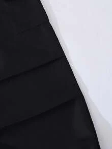 2 件套青少年女孩运动色块数字印花长袖针织运动衫和侧袋工装裤套装，酷女孩日常装 - 彩色 - 查看 5