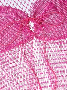 EgrlEra 女士水钻渔网短款上衣，适合酒吧、派对、音乐节 - 玫紅色 - 查看 3