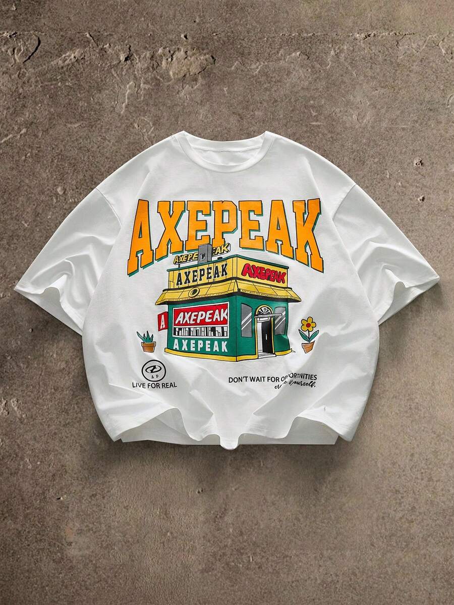 AXEPEAK maglieta corta casual con collo rotondo e maniche corte, vestibilità morbida, taglie comode