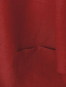 EMERY ROSE 大码女式 V 领 3/4 上衣 + 直筒长裤 2 件套，纯色休闲办公装 - 紅色 - 查看 3