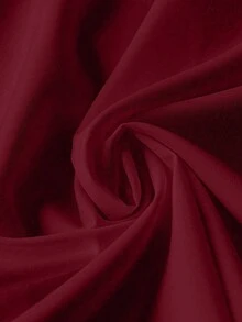 SHEIN Clasi Áo cánh tay dài cổ xoắn thanh lịch cỡ lớn, thích hợp mặc đi làm, mùa thu - Màu Đỏ Sâu - Xem 4