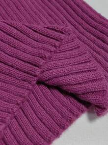 Elenzga Plus Size Fashionable Solid Color Hollow Out Sweater Fall Winter - Purple - View 6