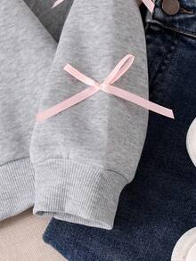 SHEIN 少女外套，纯色时尚蝴蝶结卫衣夹克，舒适加厚保暖内衬卫衣面料，袖口蝴蝶结装饰，青春活力风格，适合返校季或秋冬季日常户外穿着。 - 灰色 - 查看 8