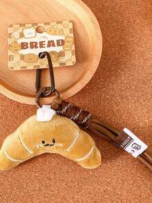 Lindo set de encantos de peluche en forma de pan y llavero de rosquilla con correa - Regalo de juguete de peluche de comida kawaii para decorar bolsos, mochilas y carteras