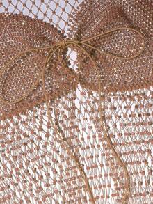 EgrlEra Women's Rhinestone Fishnet Cropped Top, Suitable For Bar, Party, Music Festival