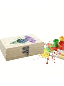 1 Stück unfertige, unbemalte Holzaufbewahrungsbox mit Scharnier-Deckel, einfache Holzkiste zum Aufbewahren von Schmuck, Geschenken, Souvenirs, DIY Basteleien, Heimdekoration