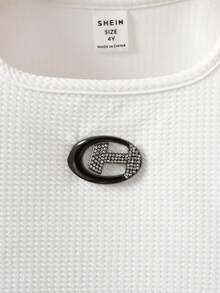 SHEIN 年轻女孩都市休闲不对称下摆 U 领长袖 T 恤和牛仔效果裤 2 件套，秋冬季，非常适合休闲、日常穿着和上学。